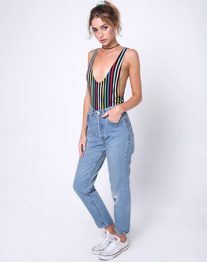 Image of Lalung tief ausgeschnittenes Mieder in P.E. Stripe