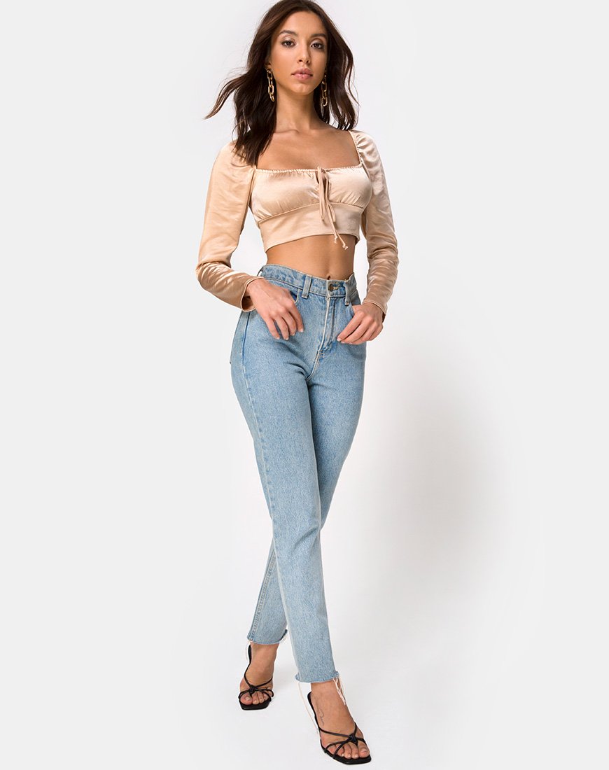 Bild von Laman Crop Top aus Satin Champagner