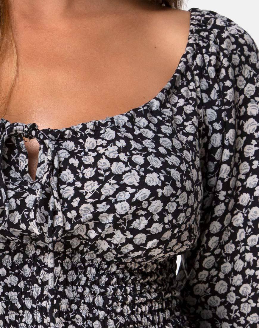 Image of Lancer Crop Top in Ditsy Rose Schwarz