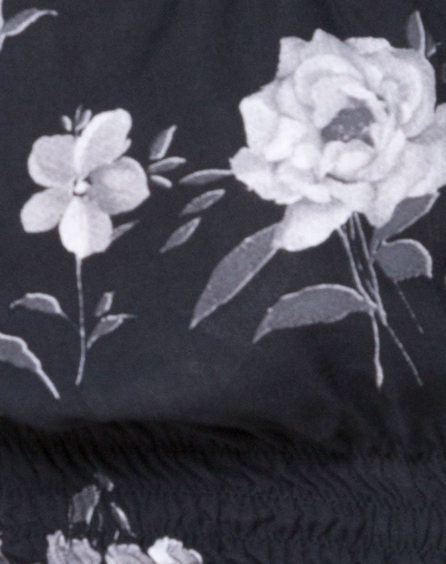 Image of Lancer Crop Top in Mono Flower Schwarz