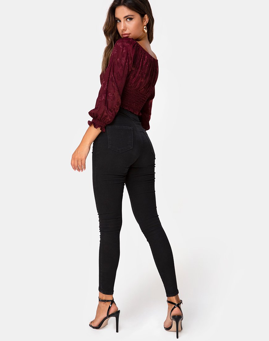 Bild von Lancer Crop Top in Satin Rose Burgundy
