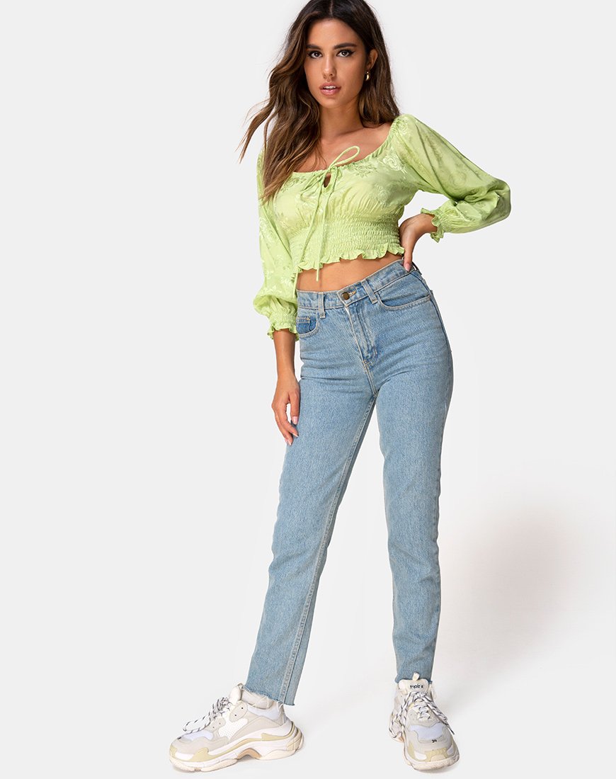 Bild von Lancer Crop Top in Satin Rose Lime