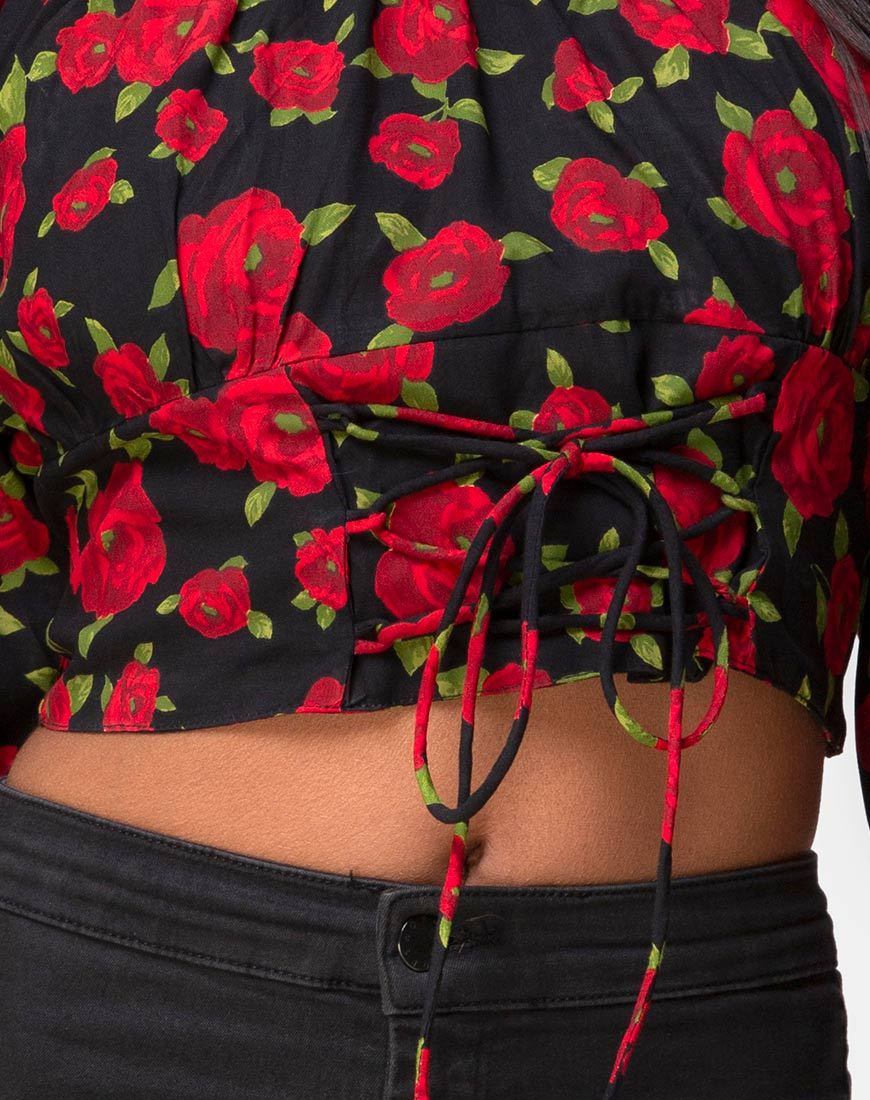 Image of Lancery Top in Roaming Rose Schwarz