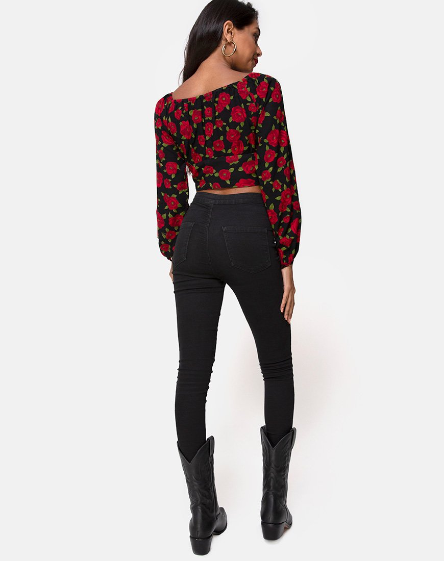 Image of Lancery Top in Roaming Rose Schwarz