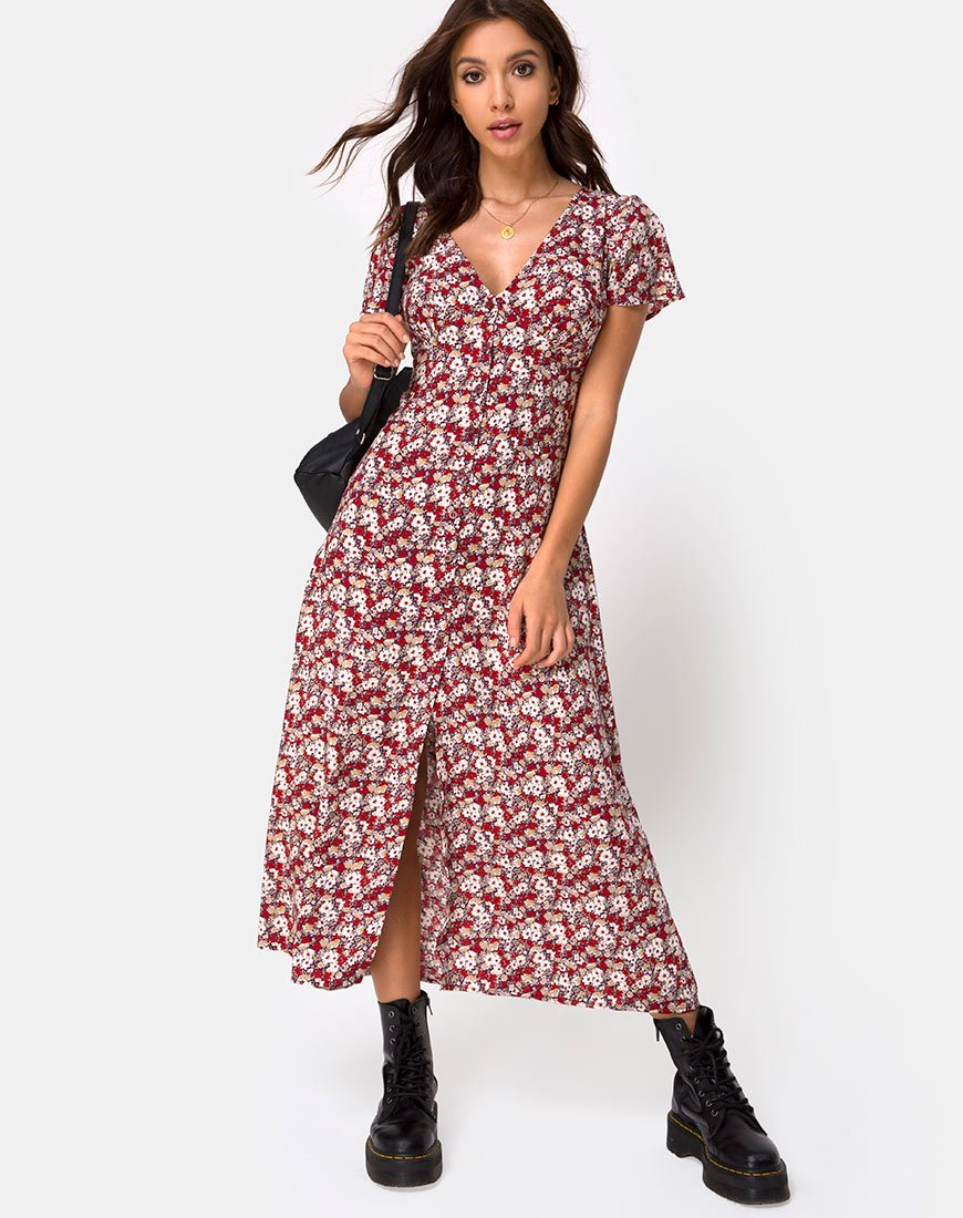 Larin Midikleid mit floralem Charme Rot