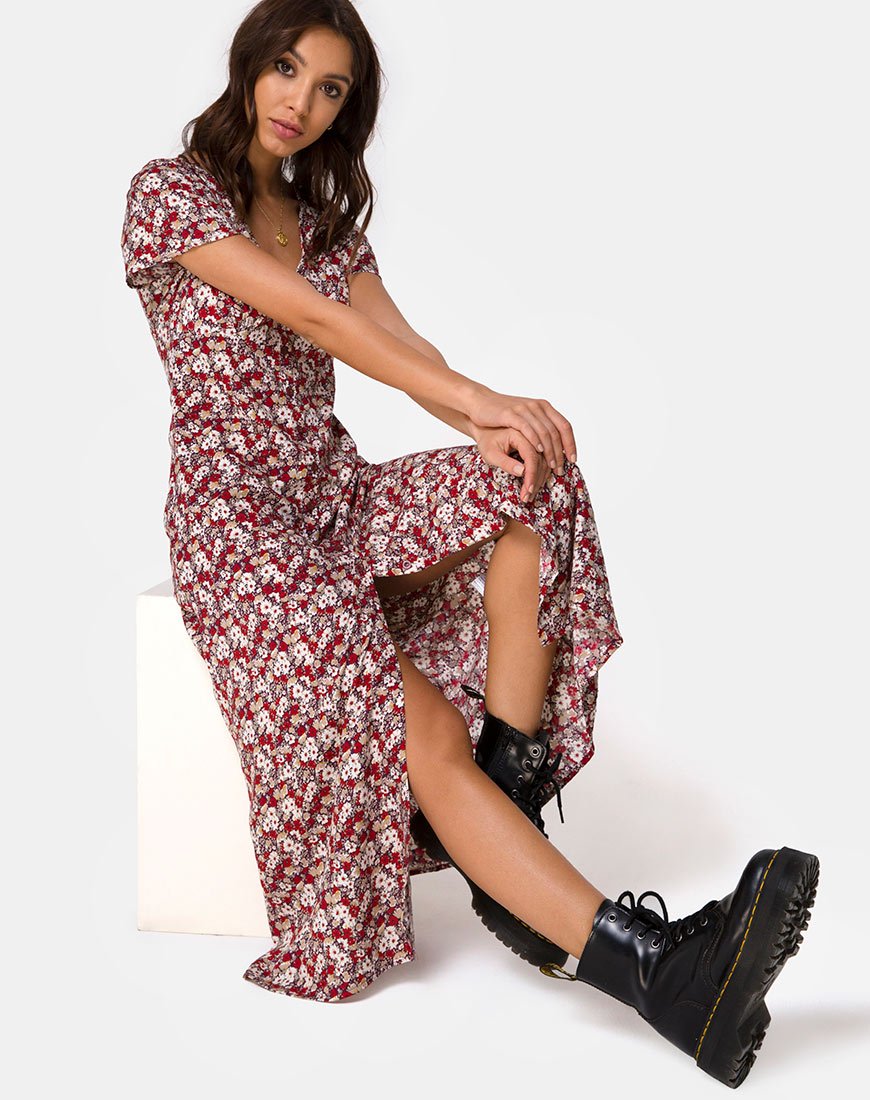 Larin Midikleid mit floralem Charme Rot
