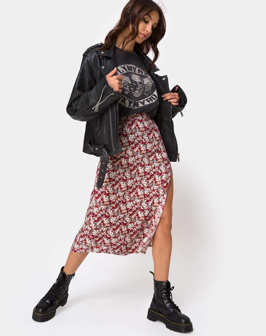 Saika Midirock mit floralem Charme Rot