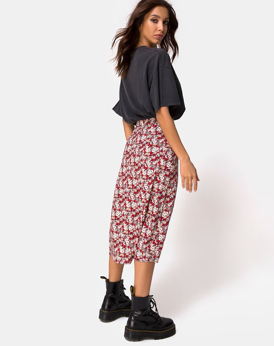 Saika Midirock mit floralem Charme Rot