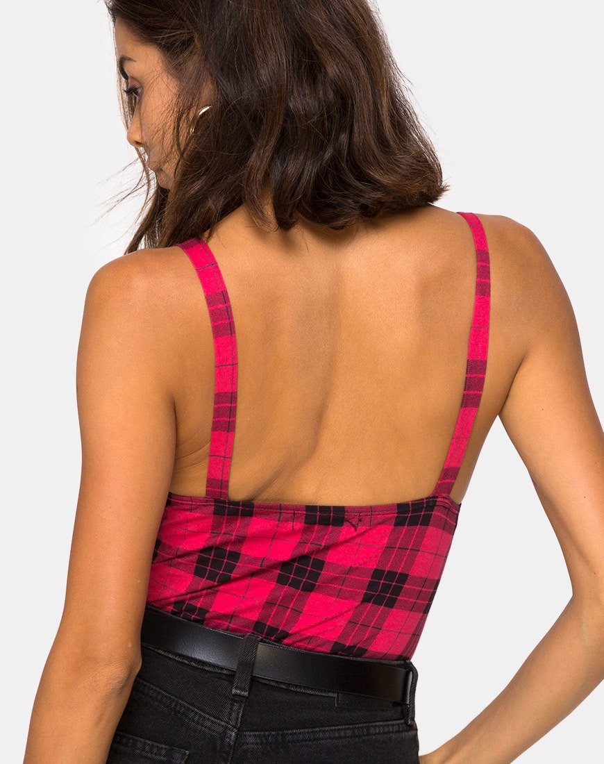 Lantas Mieder in Winter Plaid Rot Schwarz