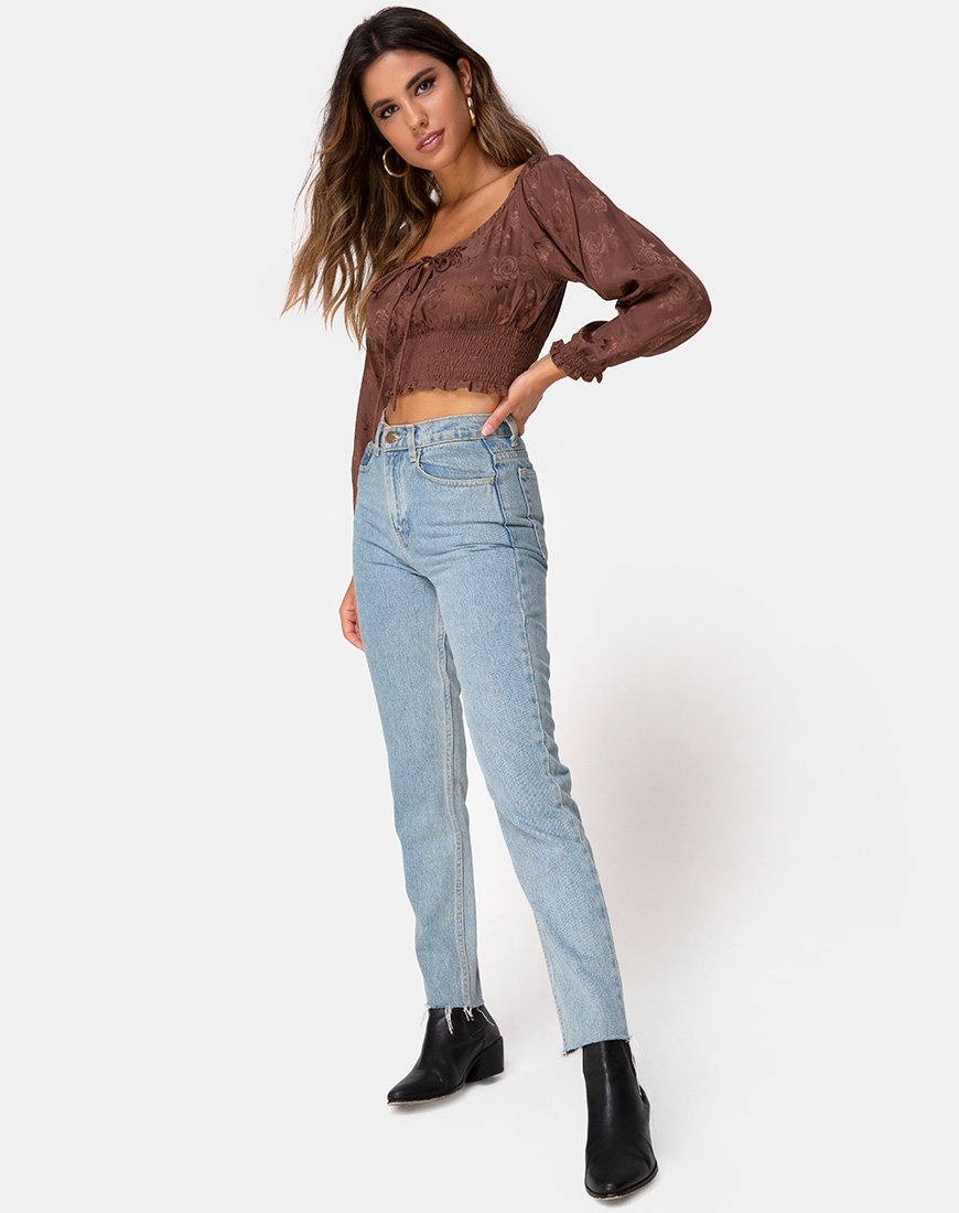 Bild von Lancer Crop Top in Satin Rose Chocolate