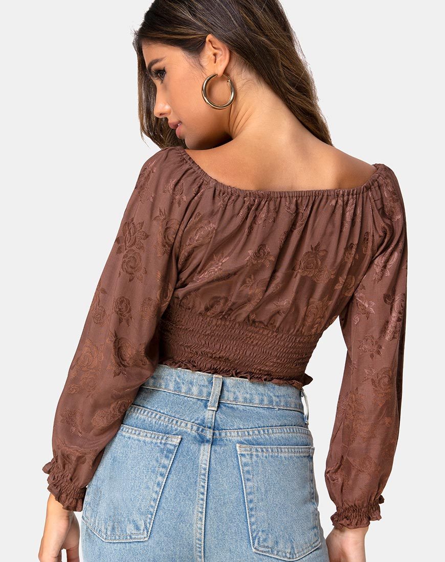 Bild von Lancer Crop Top in Satin Rose Chocolate