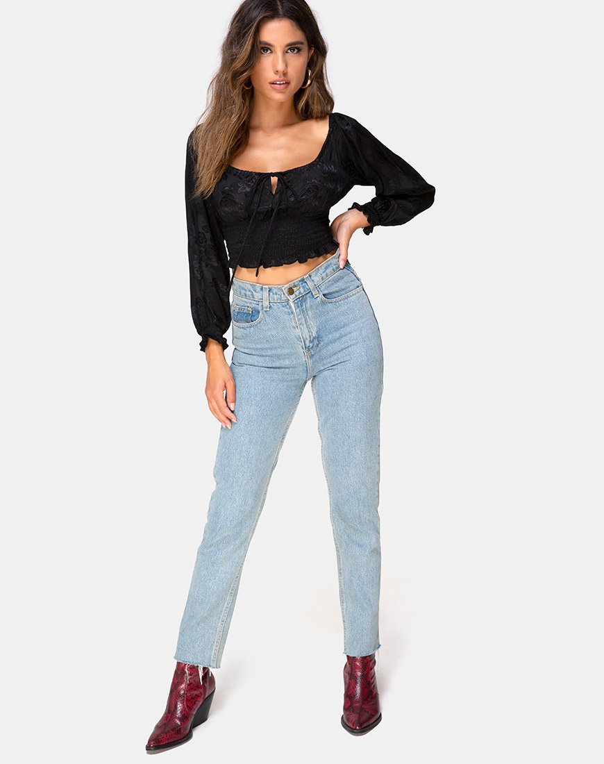 Image of Lancer Crop Top in Satin Rose Schwarz