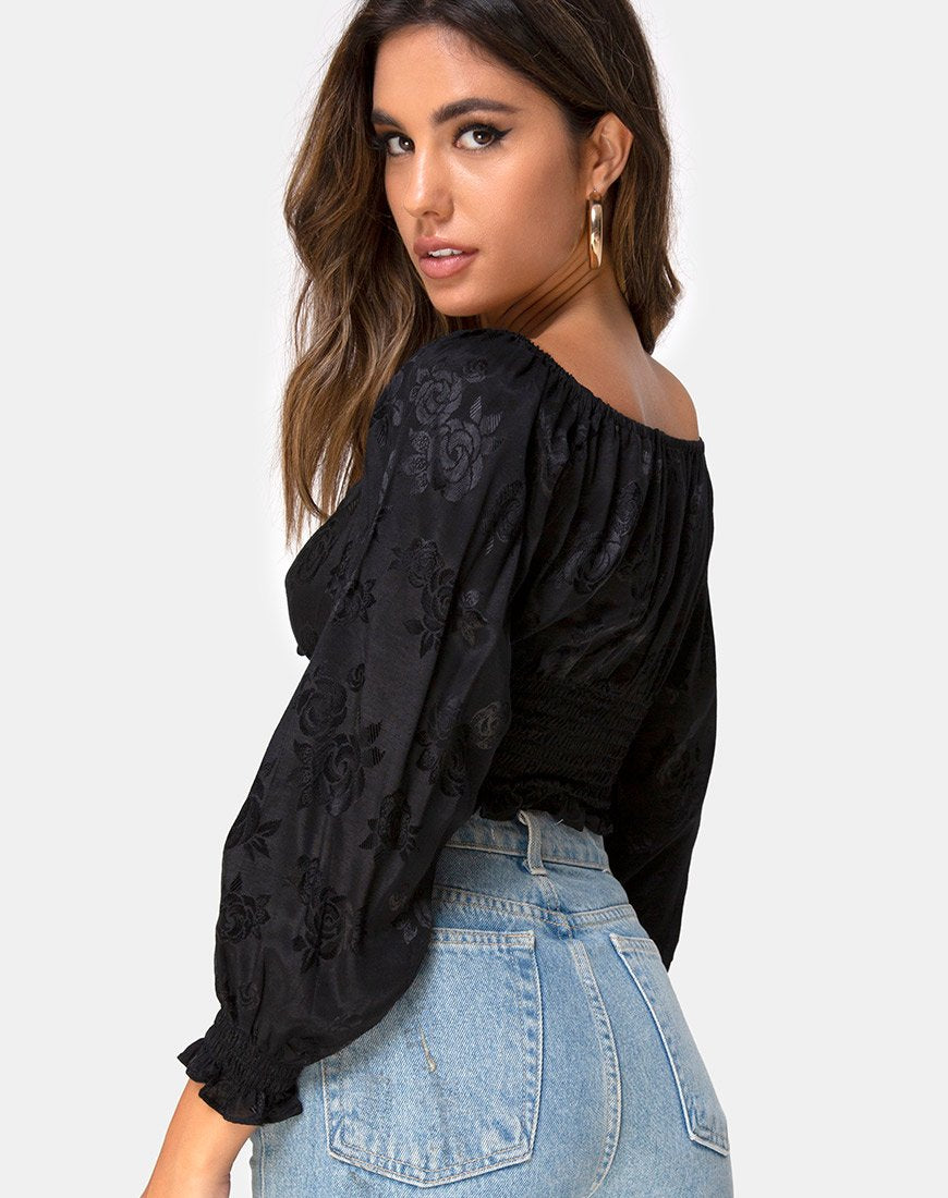 Image of Lancer Crop Top in Satin Rose Schwarz