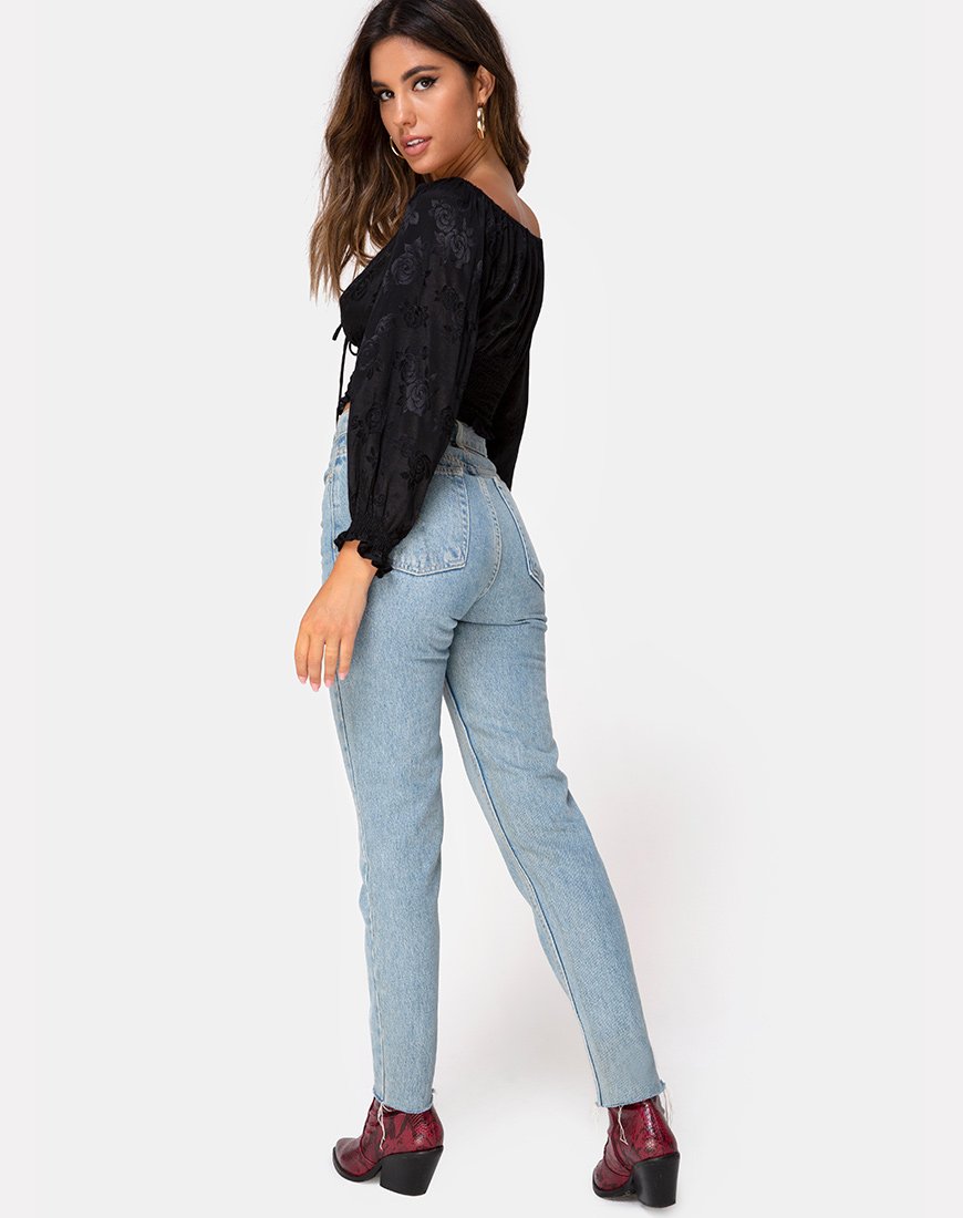 Image of Lancer Crop Top in Satin Rose Schwarz