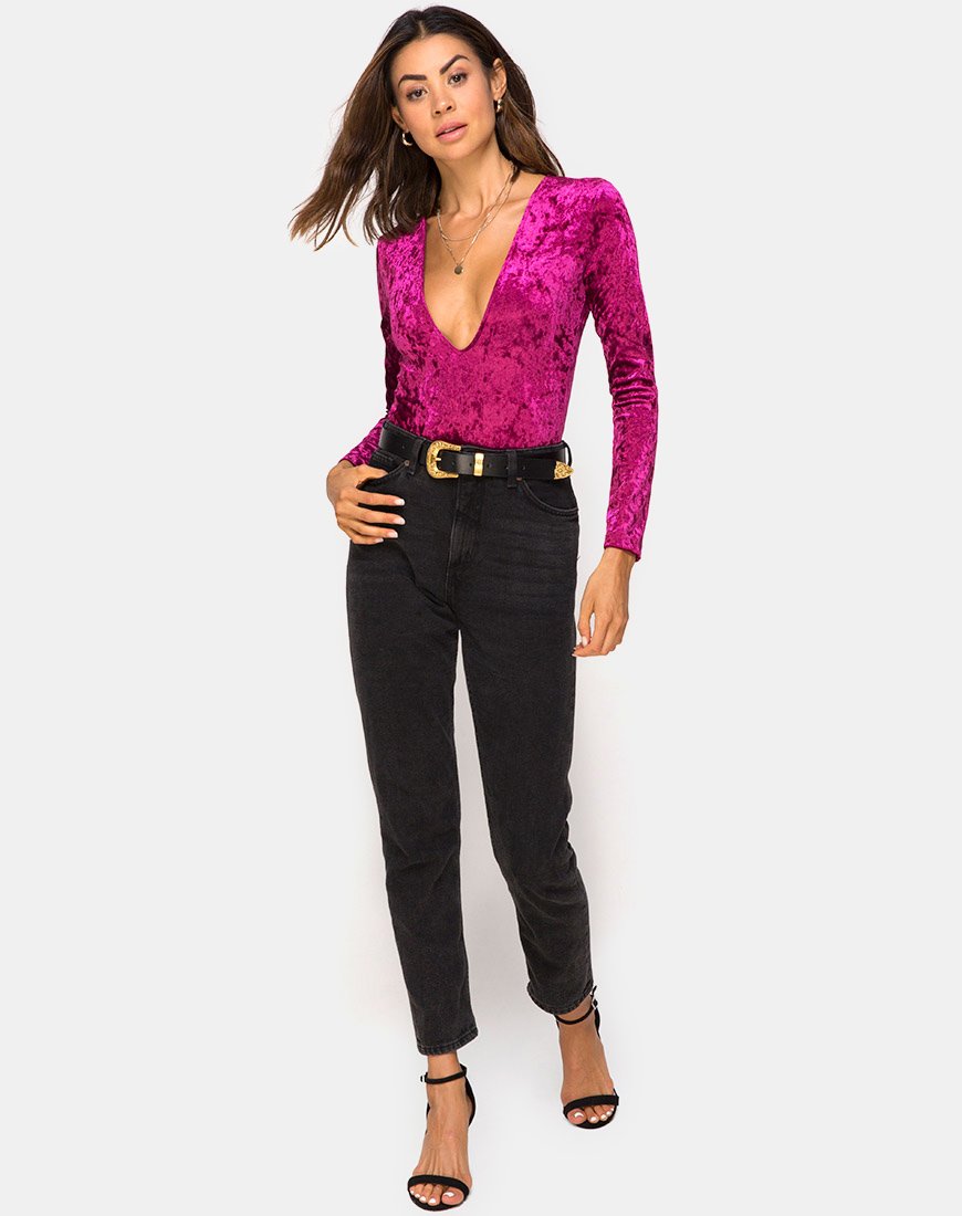 Image of Lao Tiefes Mieder in Burgundy Crush