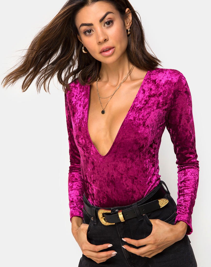 Lao Tiefes Mieder in Burgundy Crush
