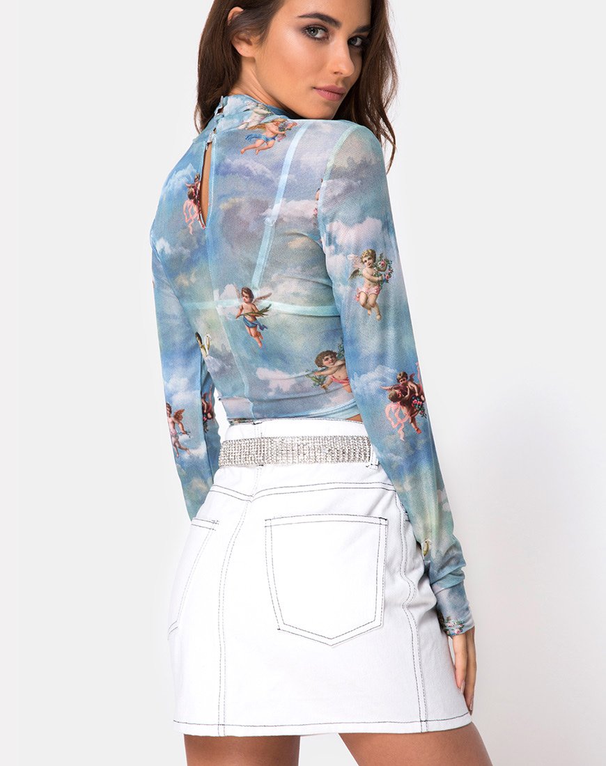 Bild von Lara Crop Top in Angel Sky Blue Mesh