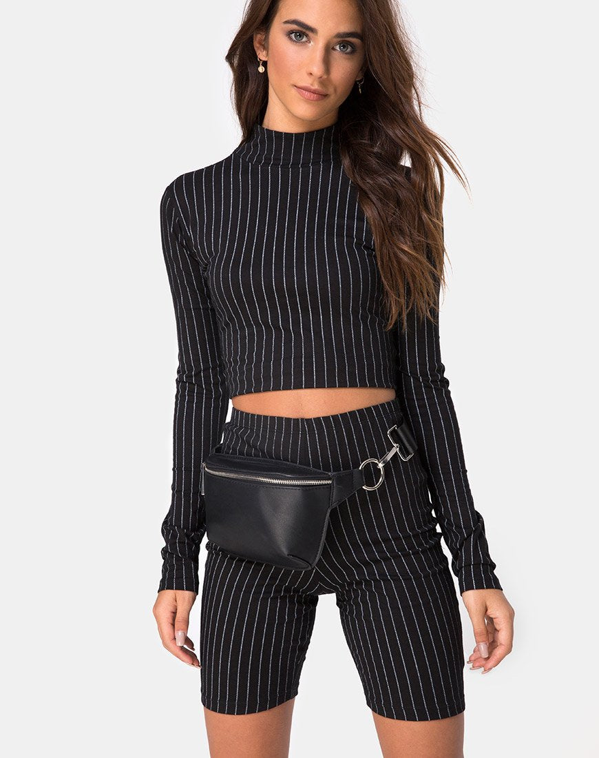 Image of Lara Top in Nadelstreifen Schwarz