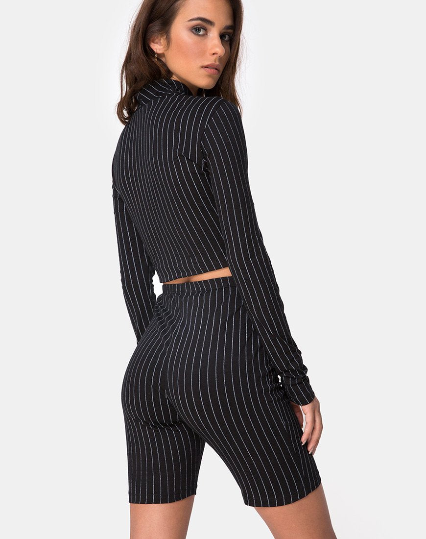 Image of Lara Top in Nadelstreifen Schwarz