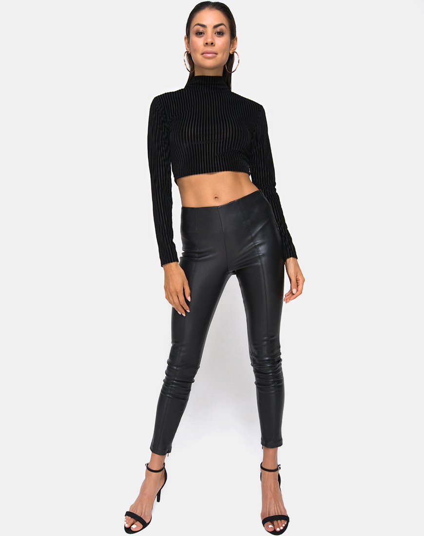 Image of Lara Crop Top in Schwarz Transparenter Streifen