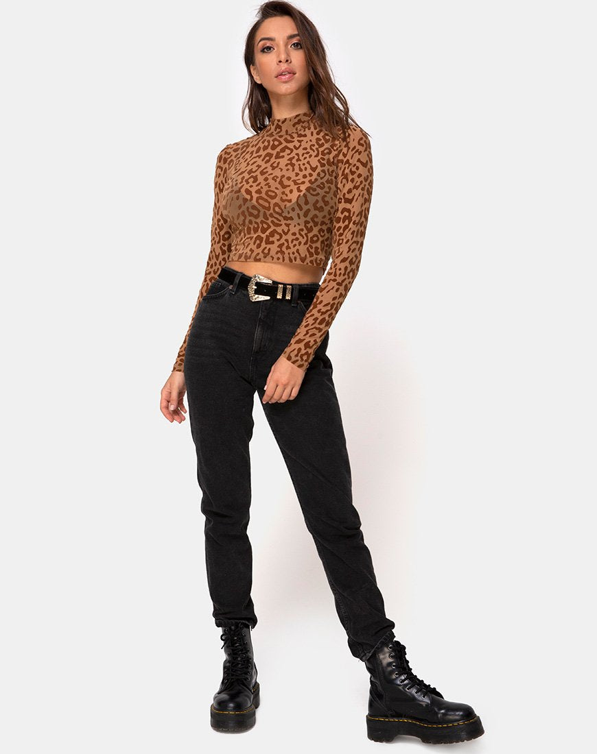 Image of Lara Crop Top in Tierflock Tan Braun