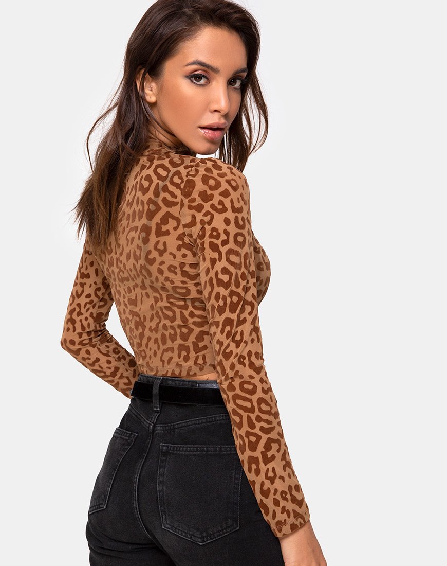 Image of Lara Crop Top in Tierflock Tan Braun
