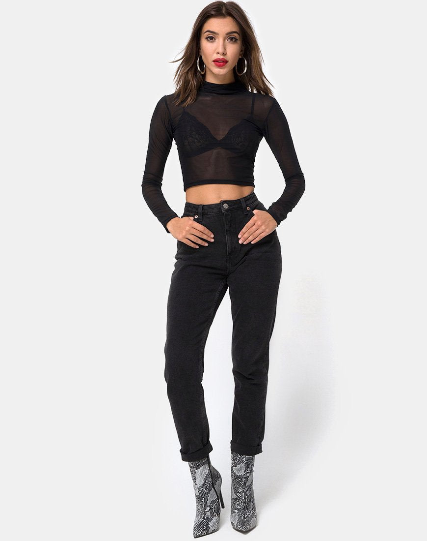 Bild von Rhala Crop Top aus schwarzem Netz