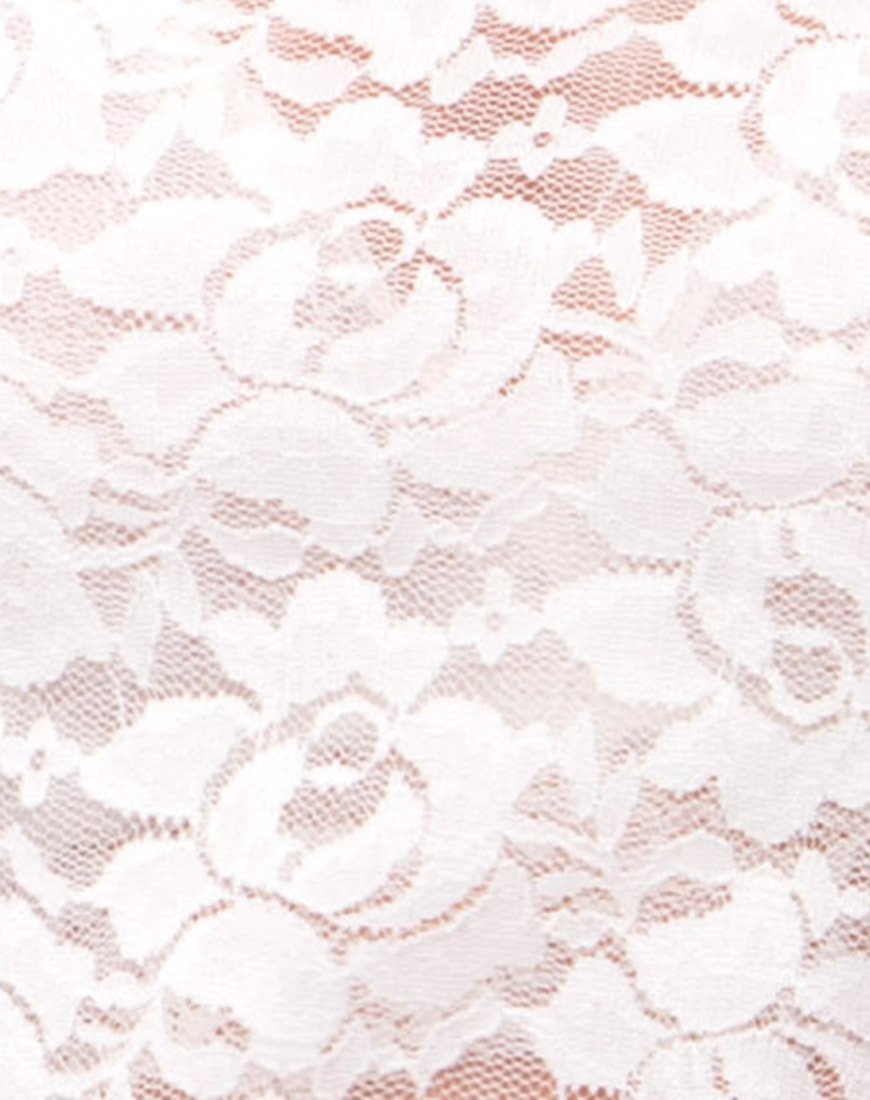 Image of Lara Crop Top aus rosa Spitze Weiß