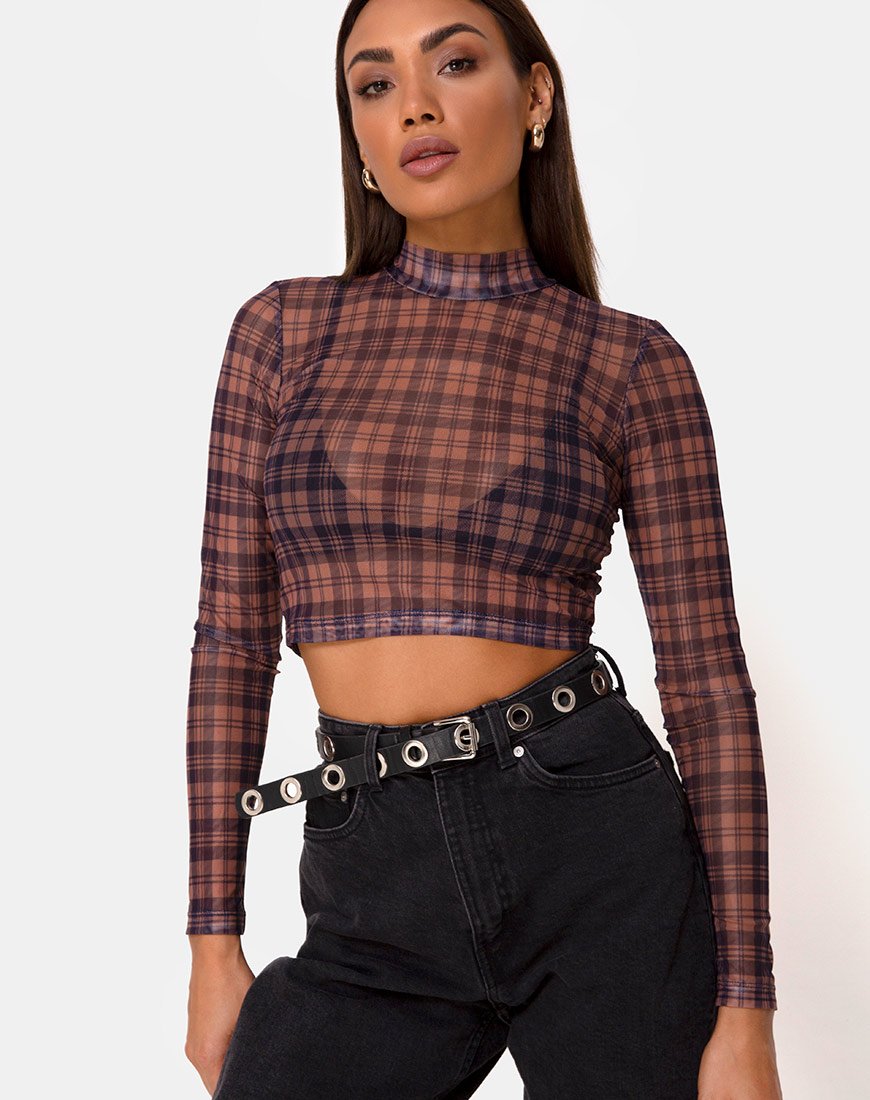 Bild von Lara Crop Top aus Netz Checking Out Braun