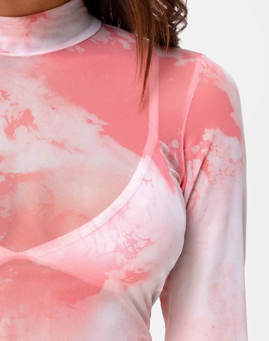 Bild von Lara Net Crop Top in Pink Tye Dye