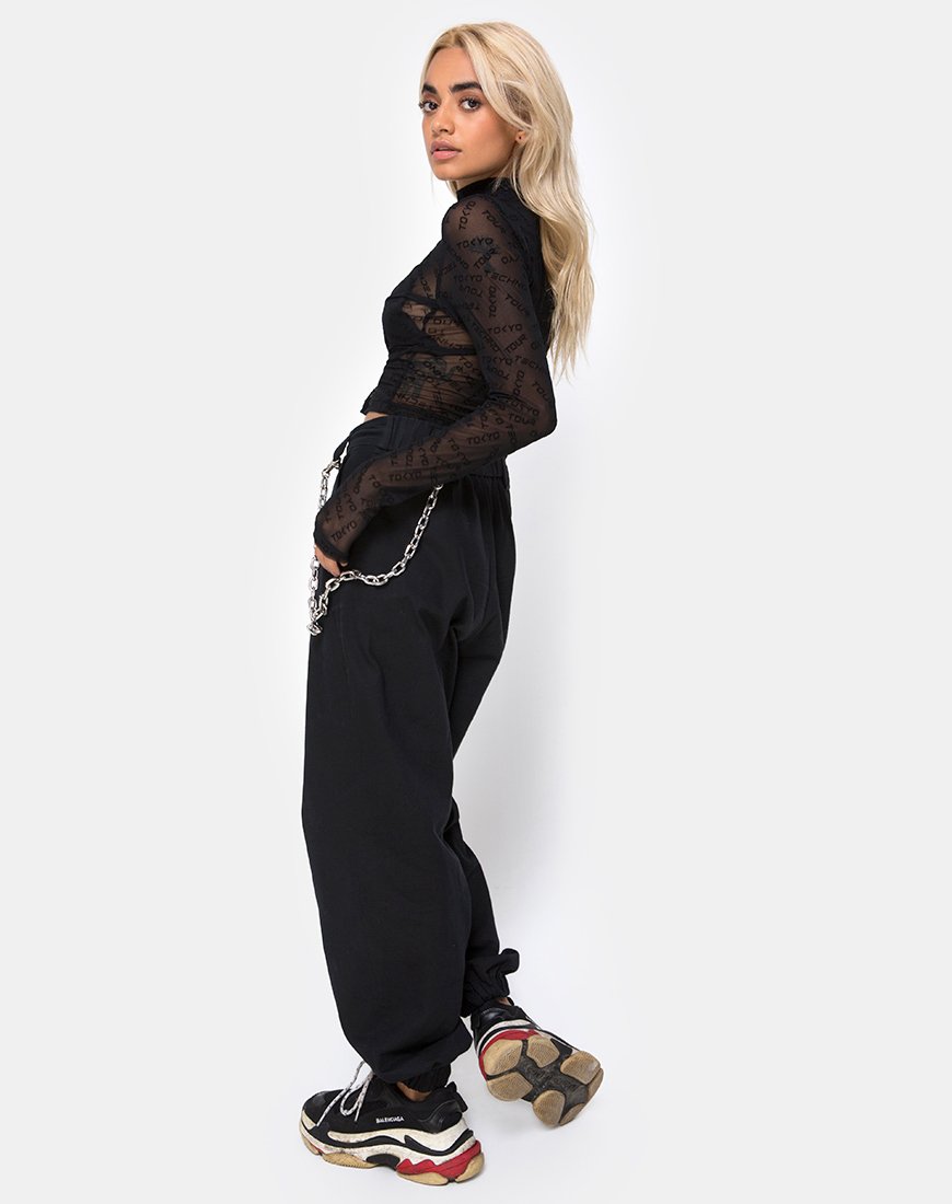 Image of Lara Crop Top in Tokyo Techno Schwarzes Netz