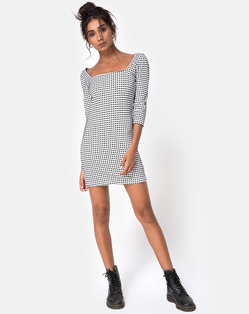 Image of Laras Kleid aus Gingham Schwarz Elfenbein
