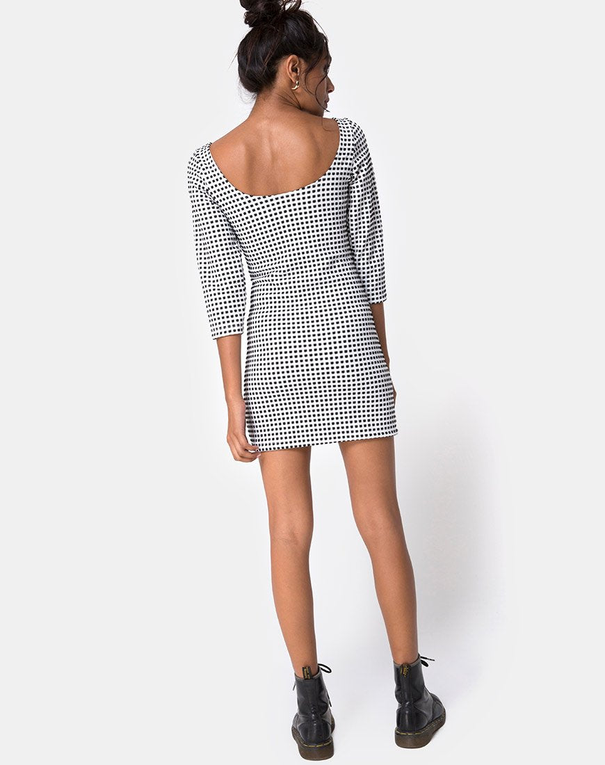 Image of Laras Kleid aus Gingham Schwarz Elfenbein