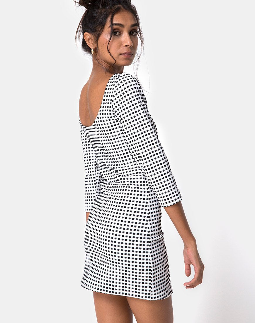 Image of Laras Kleid aus Gingham Schwarz Elfenbein