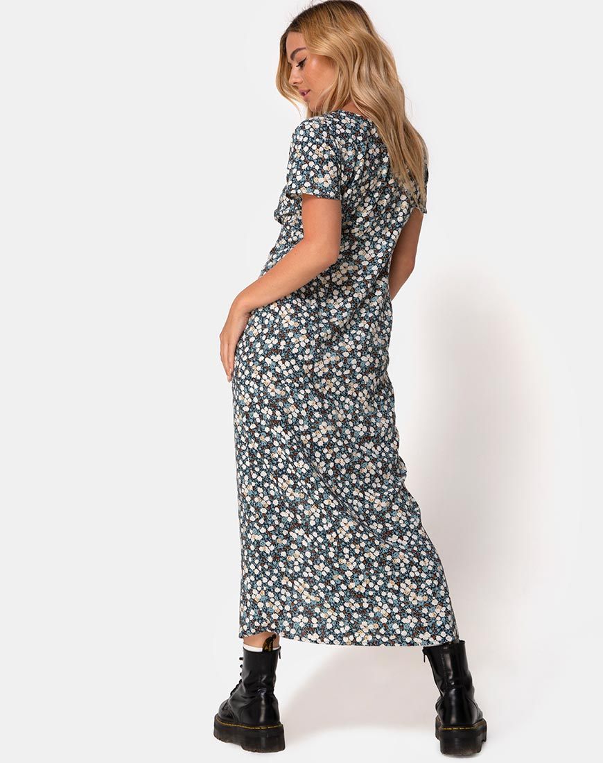 Larin Midikleid in Floral Field Navy