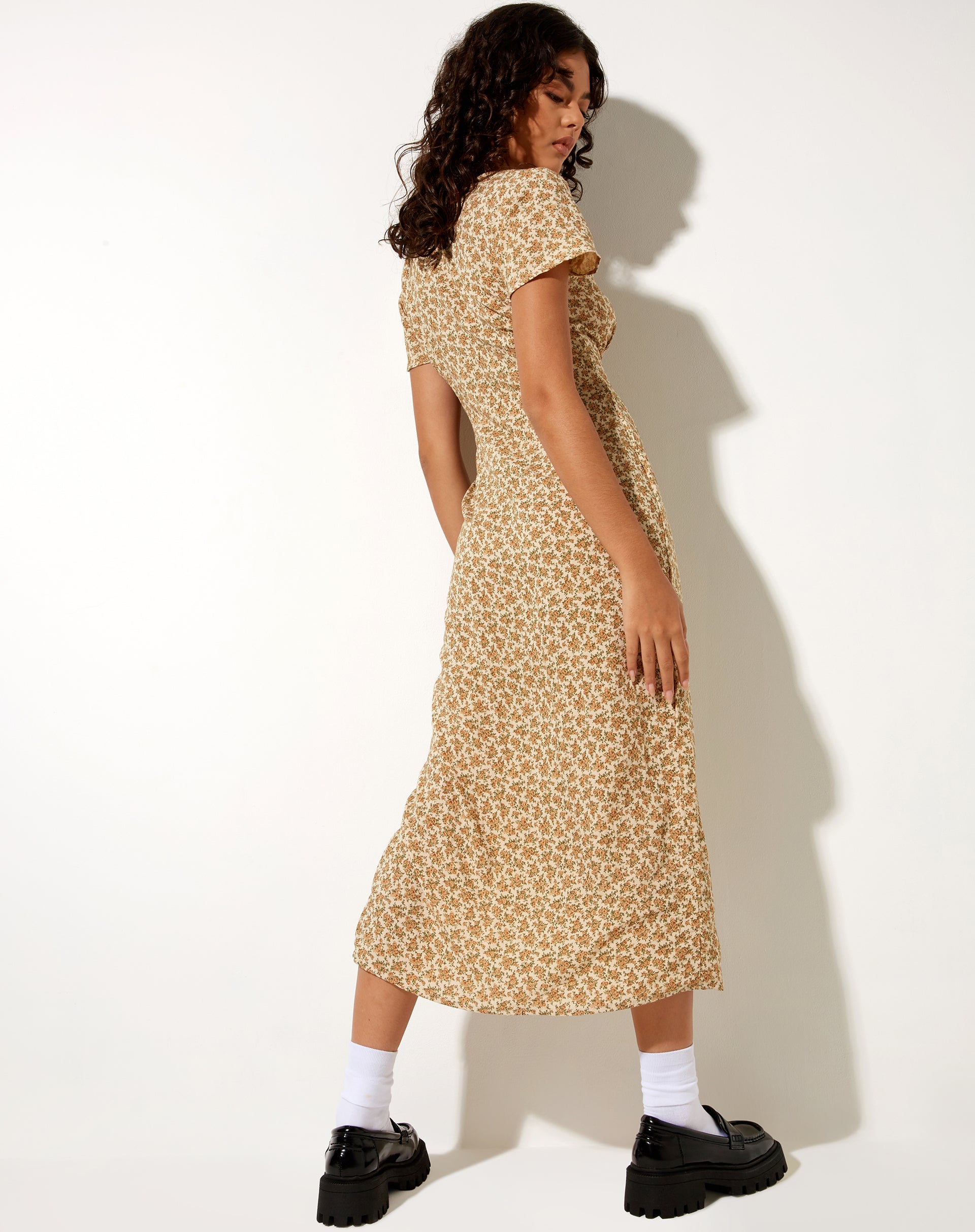 Image of Larin Midikleid aus gewaschenem Ditsy
