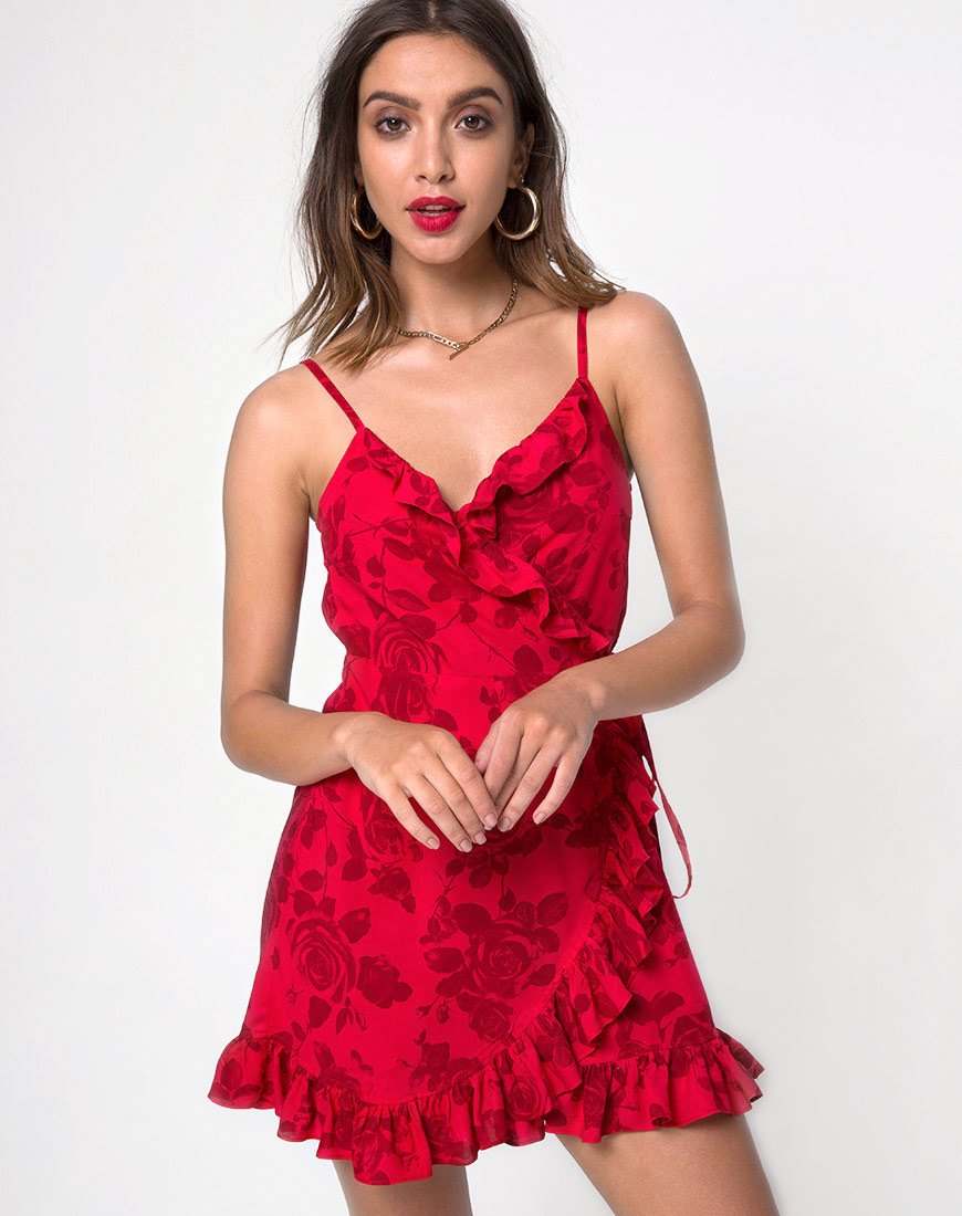 Lasky Slip-Kleid in Tonal Floral Rot