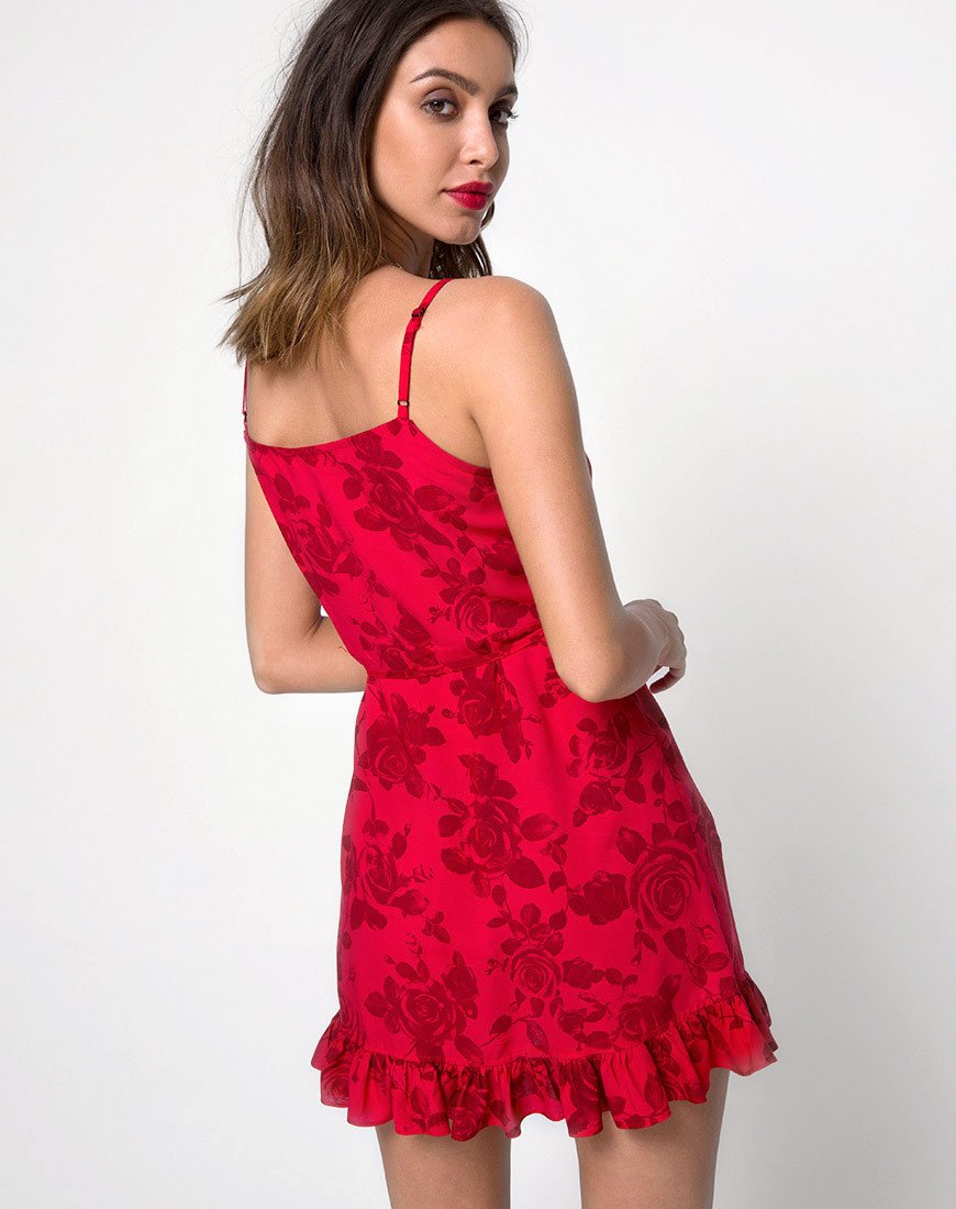 Lasky Slip-Kleid in Tonal Floral Rot