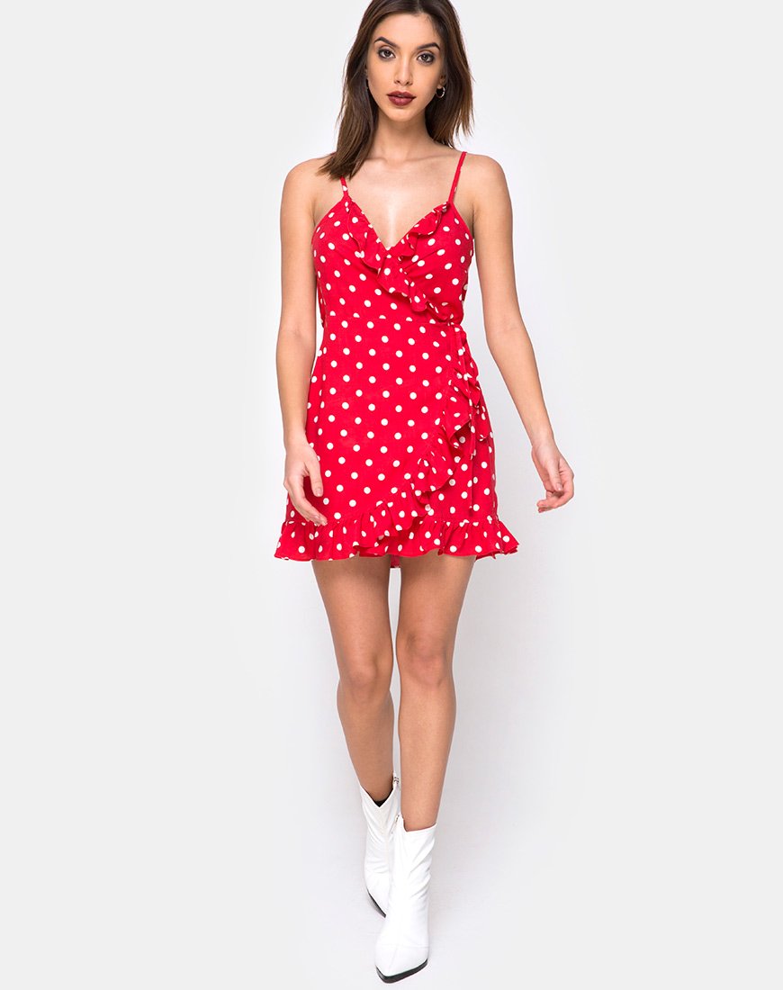 Image of Lasky Kleid in Medium Polka Rot und Weiß