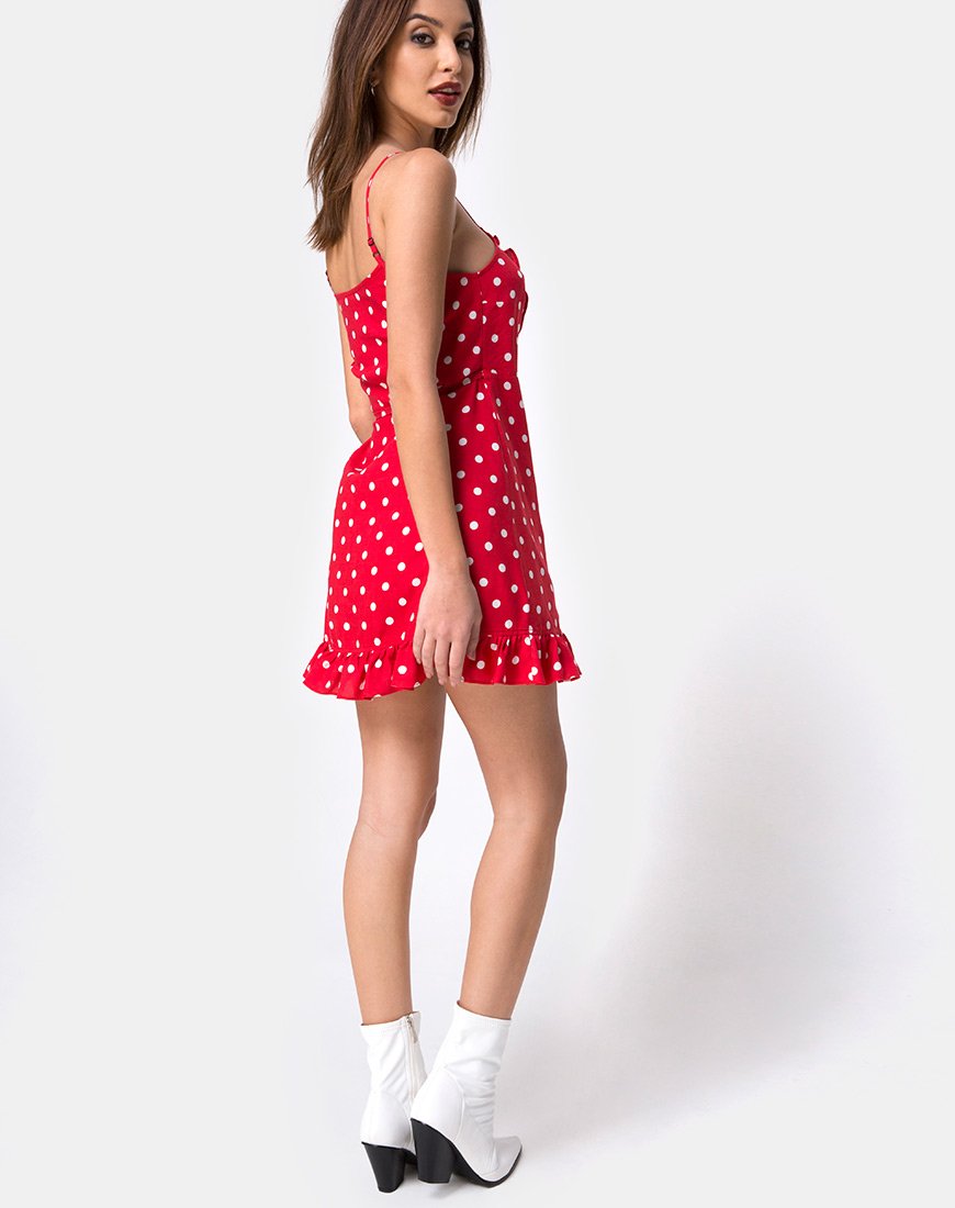 Image of Lasky Kleid in Medium Polka Rot und Weiß
