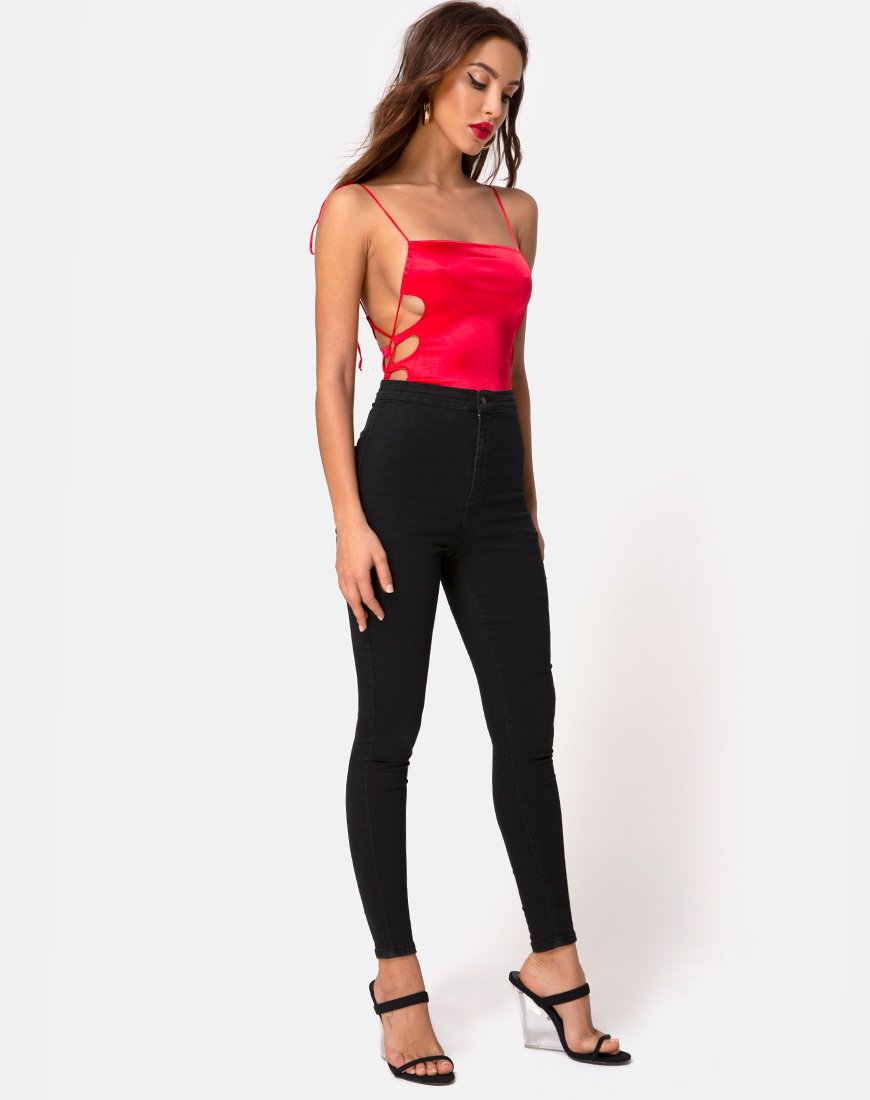 Bild von Lati Geschnürtes Mieder in Satin Rot