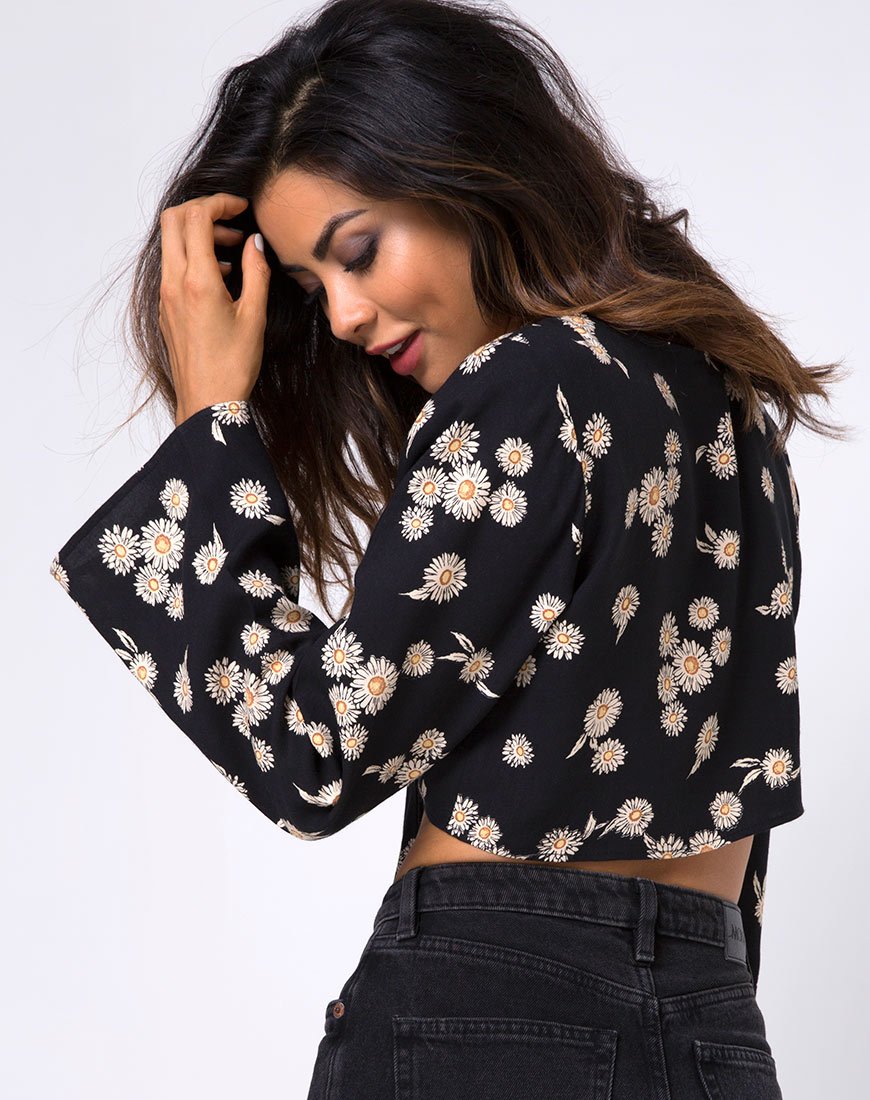 Bild von Laya Wrap Top in Grunge Daisy Floral
