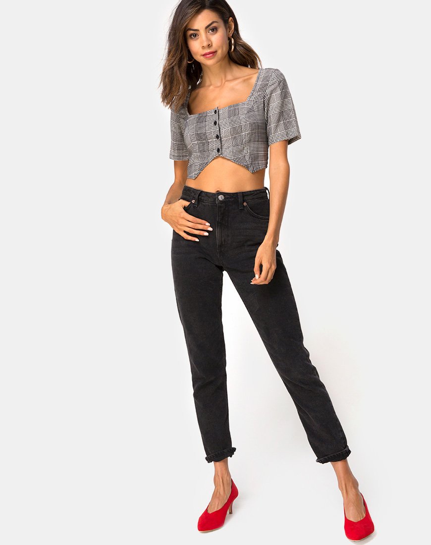 Image of Legia Crop Top in Charles Check Grau