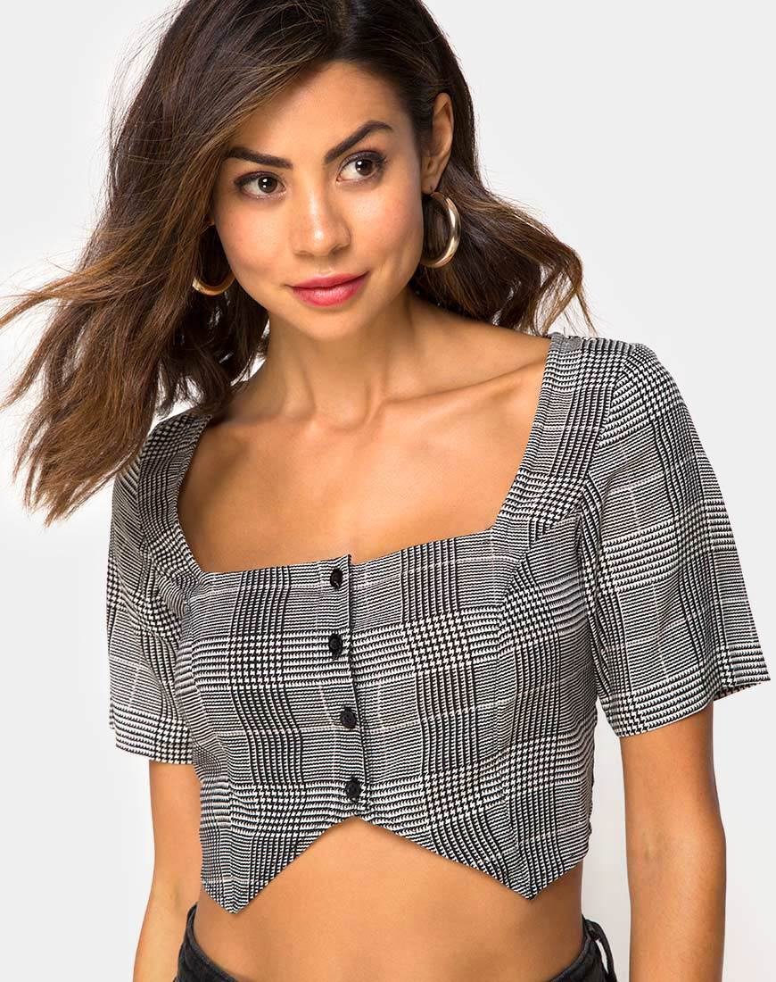 Image of Legia Crop Top in Charles Check Grau