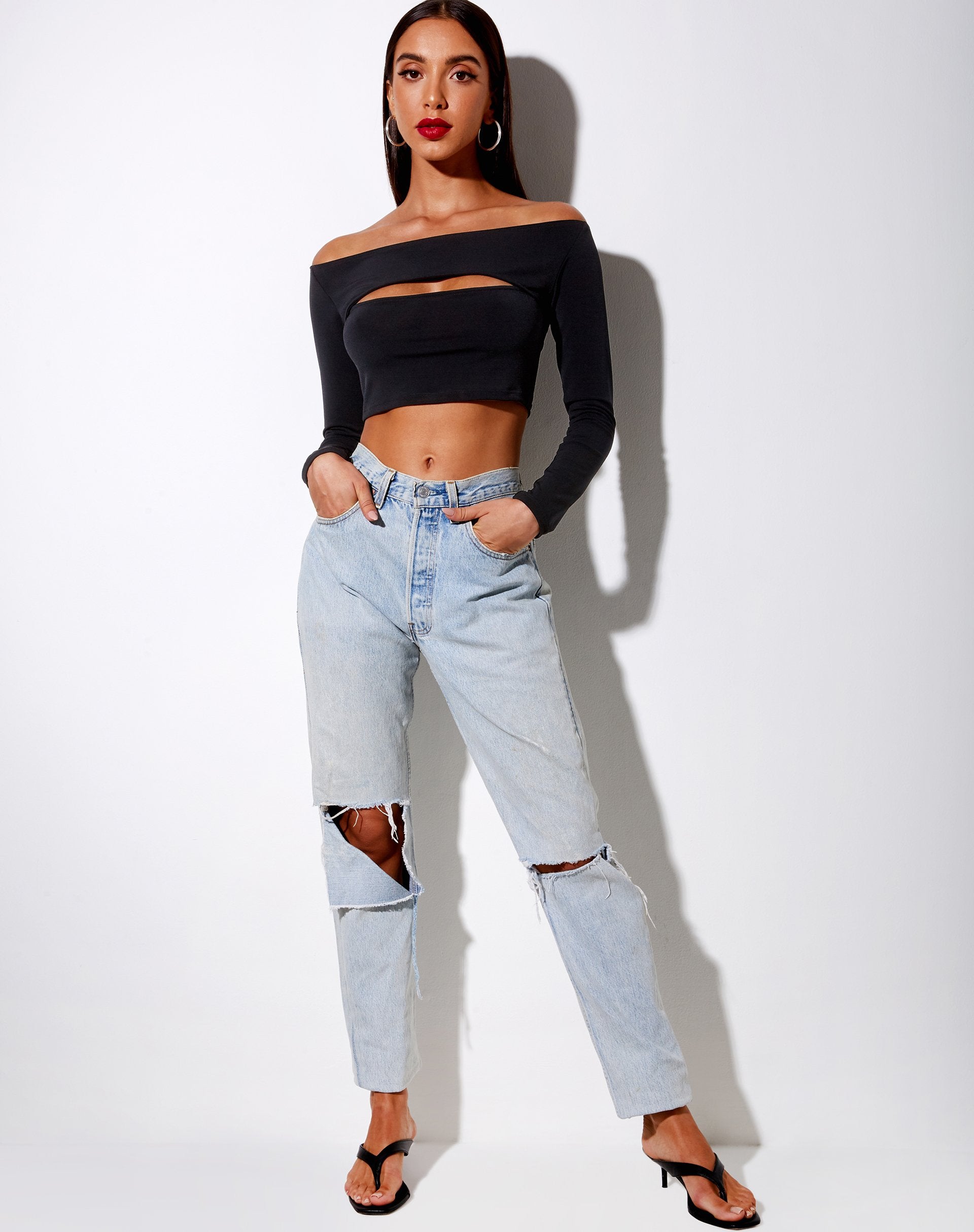 Image of Leja Crop Top aus Polycrepe Schwarz