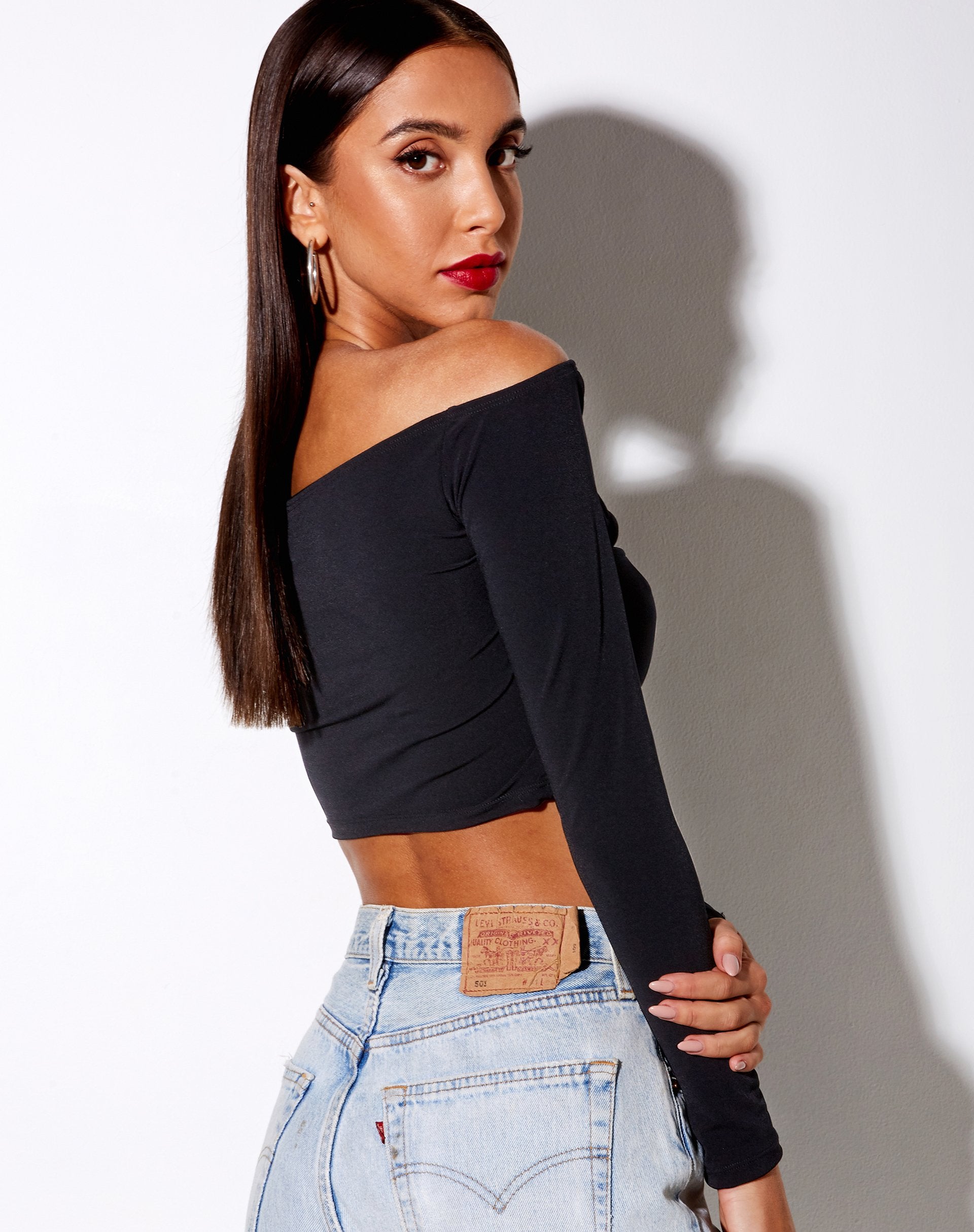 Image of Leja Crop Top aus Polycrepe Schwarz