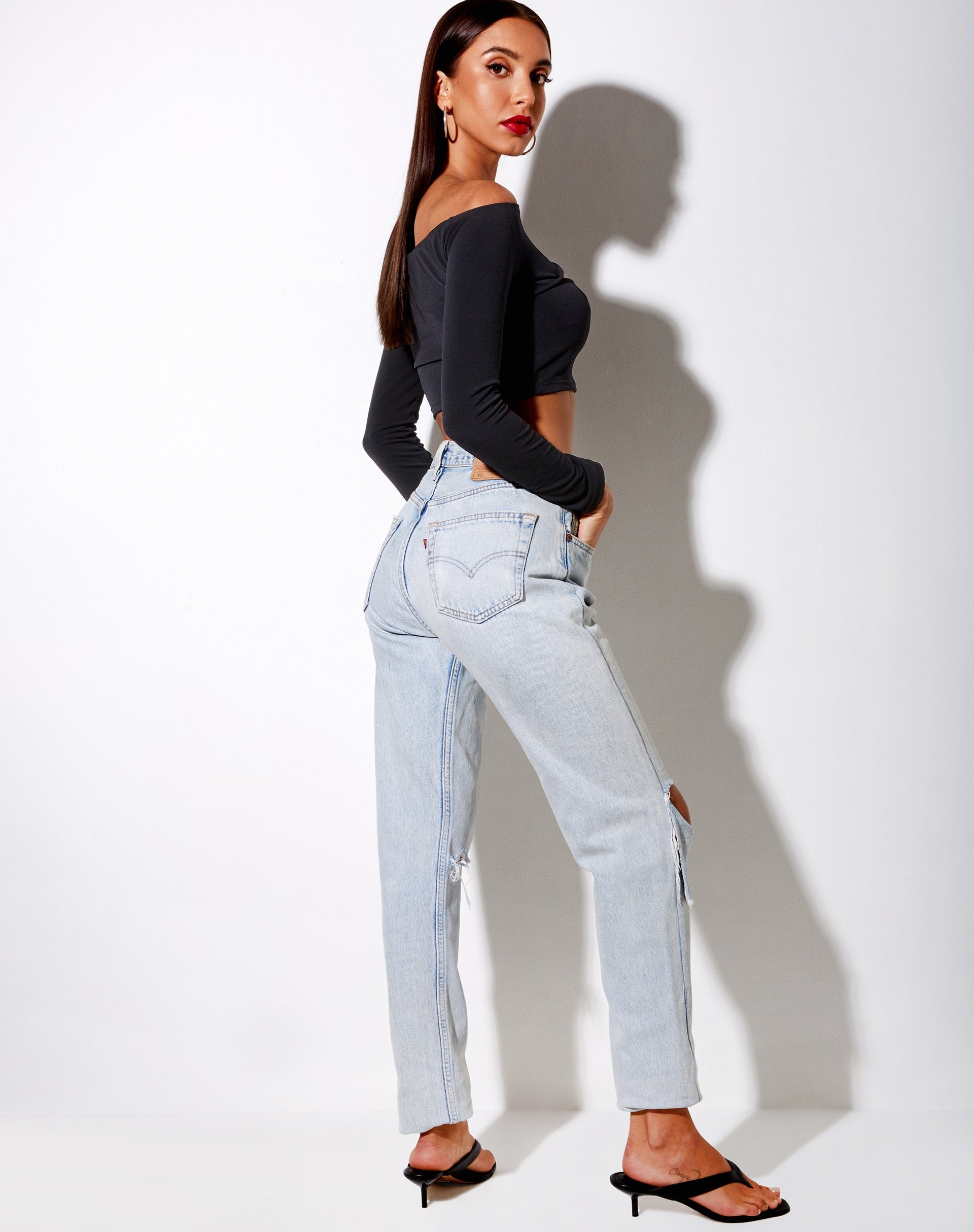 Image of Leja Crop Top aus Polycrepe Schwarz