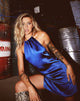 Image of Lemier Minikleid aus Satin Mitternachtsblau
