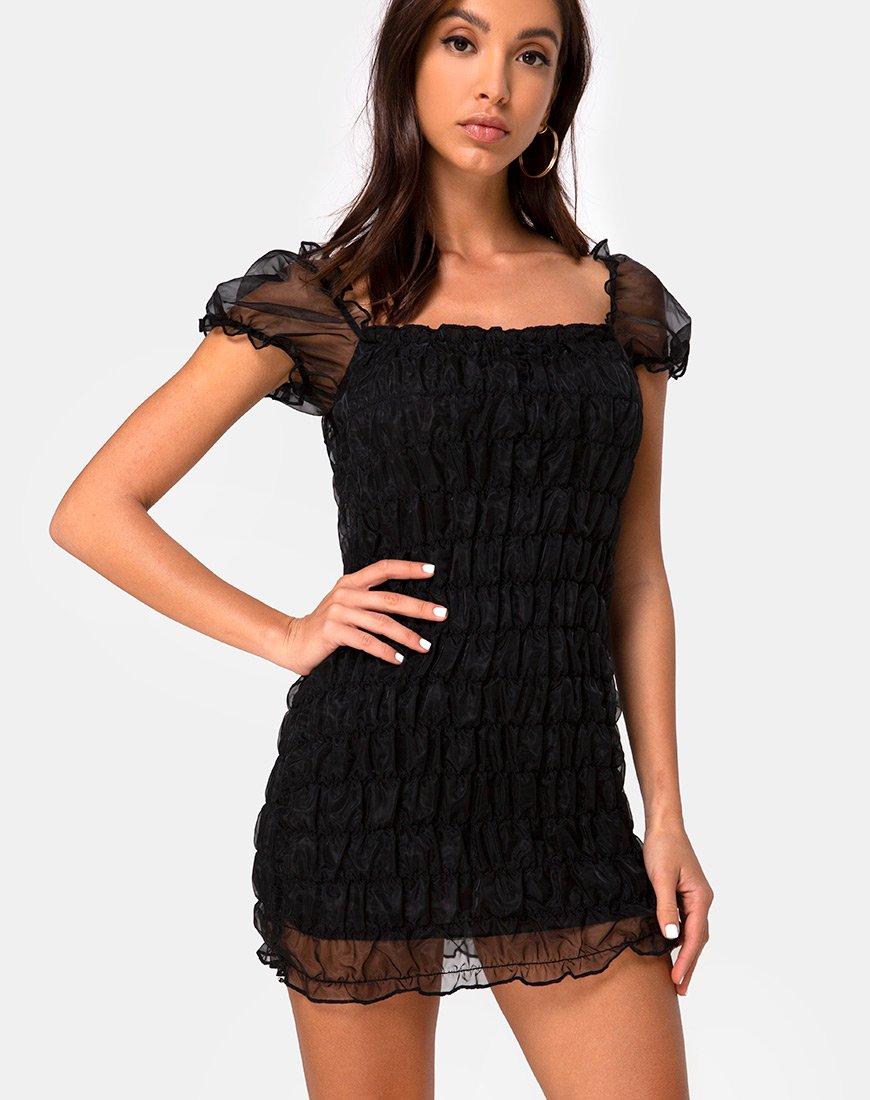 Lenira Kleid aus schwarzem Organza