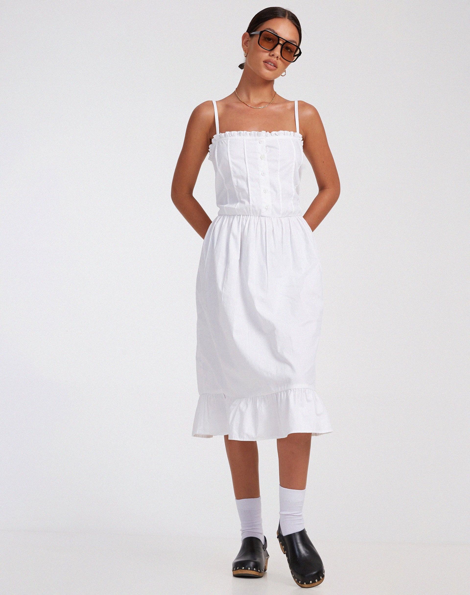 Bild von Lennox Midikleid aus weißer Popeline